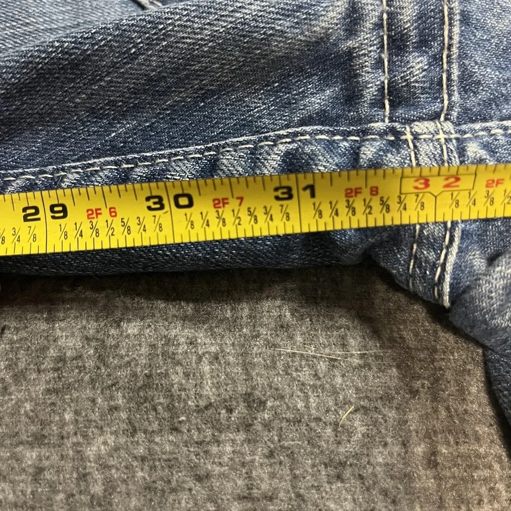 True Religion Jeans Mens 33x32 Blue Med Wash Relaxed Straight Distressed Denim